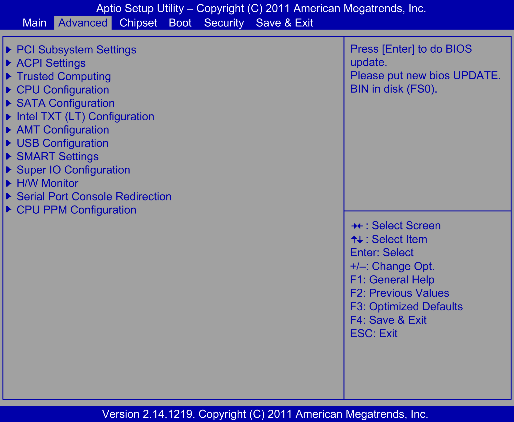 Advanced Menu